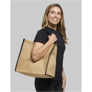 Logo trade promotional gift photo of: Harry coloured edge jute tote bag 25L